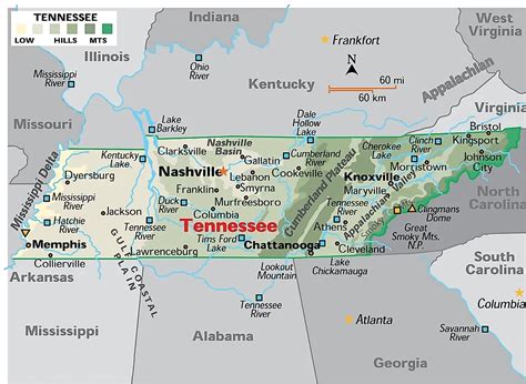 Printable Map Of Tennessee With Cities